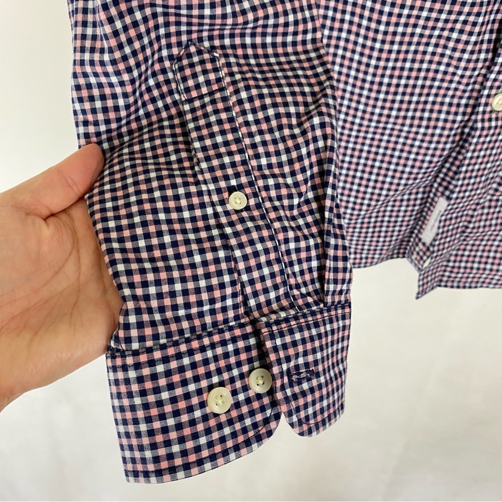 Goodfellow & Co navy pink small Gingham Casual dress button down slim fit Shirt - Picture 3 of 4